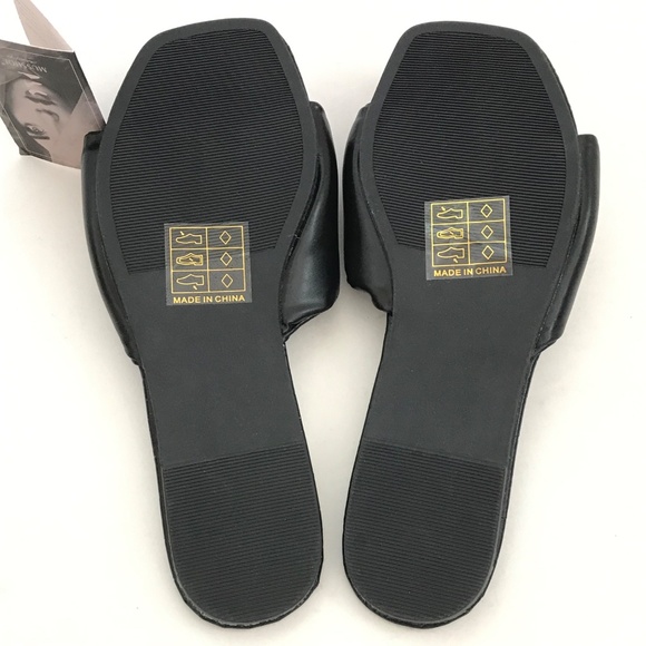 MUSSHOE Slip On Slide Sandals Black Flats Women’s Size 7 NWT - Picture 12 of 16